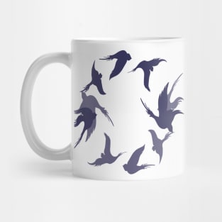 Swallows In Flight Stylized Silhouette Art Blue Mug